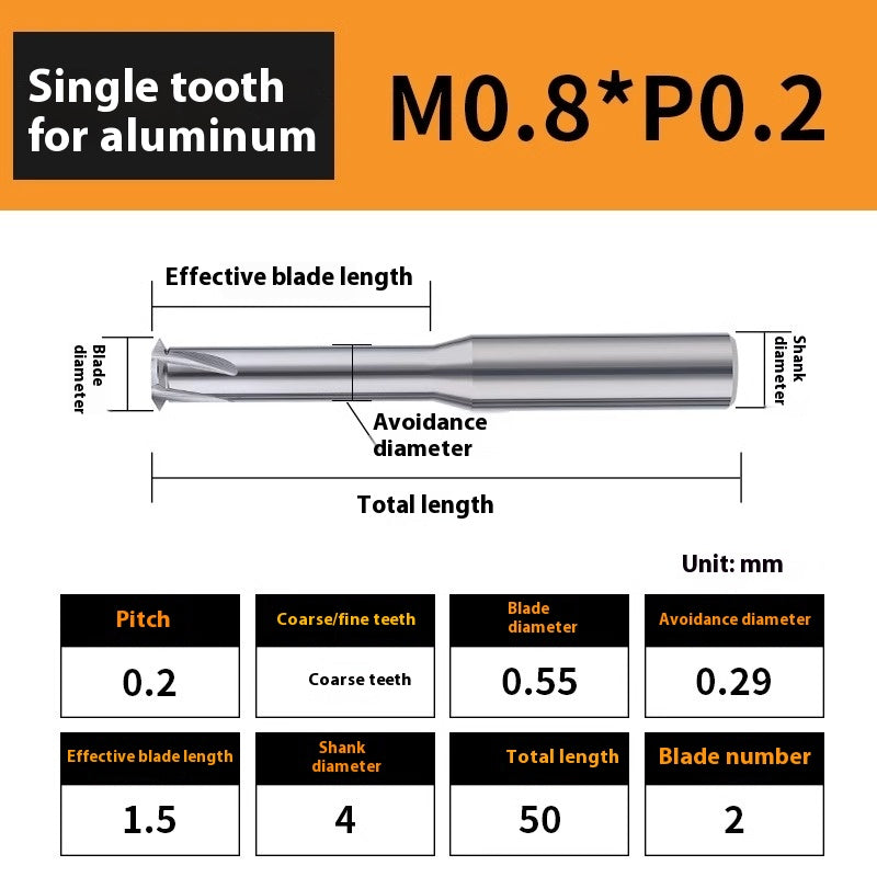 2135-65° aluminum with colorful thread milling cutter lengthened single tooth three-tooth full thread machining center tungsten carbide milling cutter M3M4M5 Shandong Denso Pricision Tools Co.,Ltd.